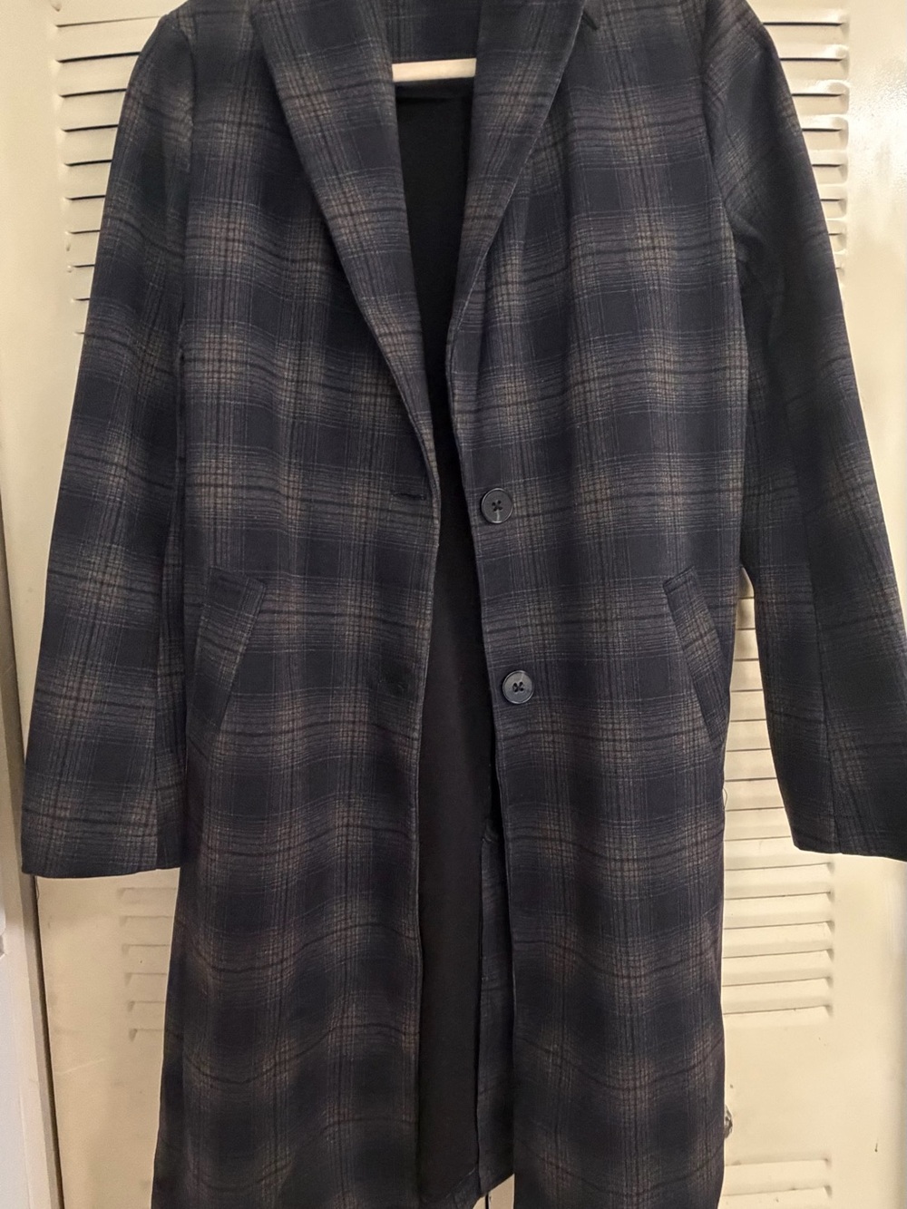 Joie Navy and Gray Plaid Coat